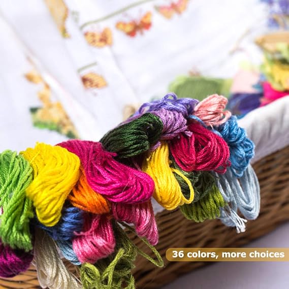 36 Skeins Embroidery Thread, Friendship Bracelets Embroidery Floss, Woven Floss for Knitting DIY Crafts Project, Sewing Accessories and Supplies, 6 Strands 8.75 Yards