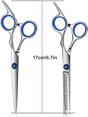 Miniatura 10 de Hair Cutting Scissors Hair Thinning Texturizing Shears Hairdressing Shears With Detachable Finger Ring for BarberMenWomenSalon&Home (Blue)