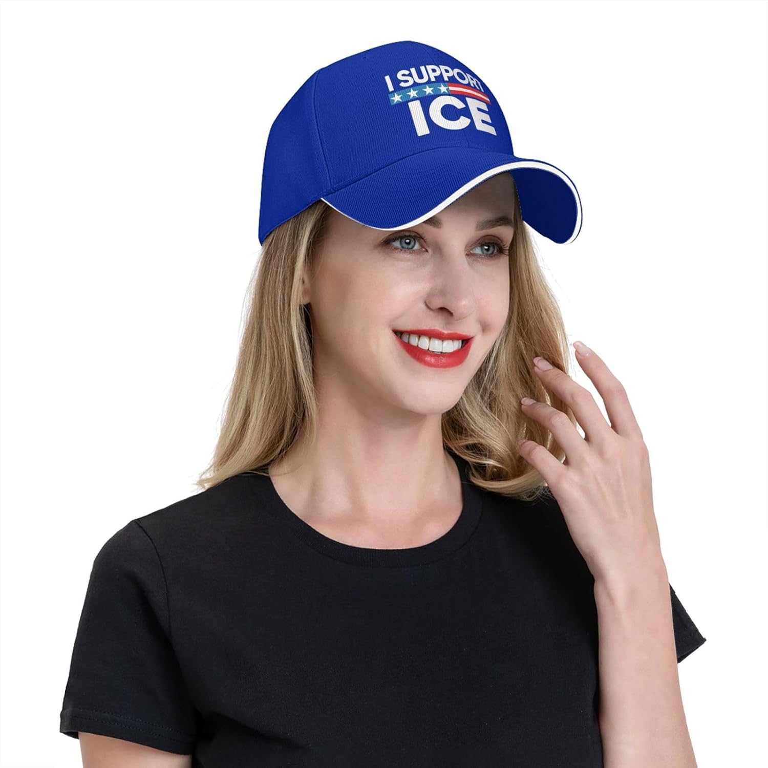 I Support Ice Hat I Stand with Ice Hat Trucker Cap for Men Women Black - Image 6