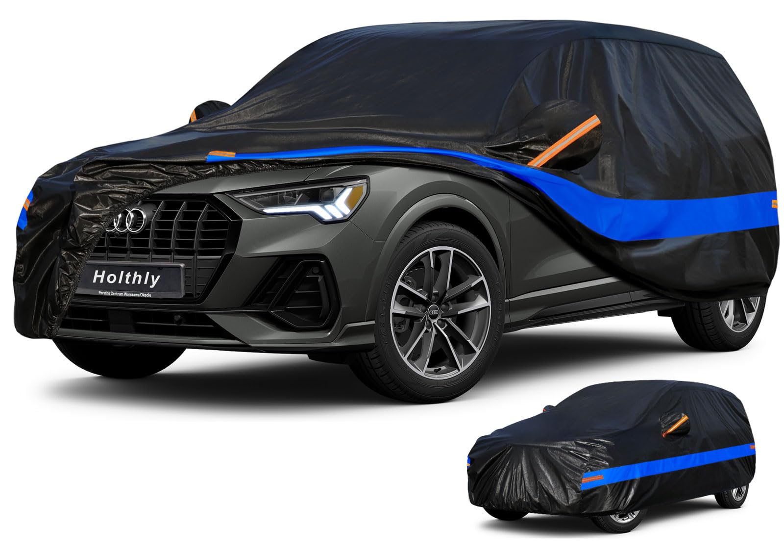 Holthly SUV Autoabdeckung Wasserdicht Atmungsaktiv,Auto-Abdeckplane für Vollgarage,Regen,Sonne,Staub und UV-Schutz.Autoplane passend für Audi Q3,BMW X1,VW T-ROC,Mercedes GLA,usw.YM+