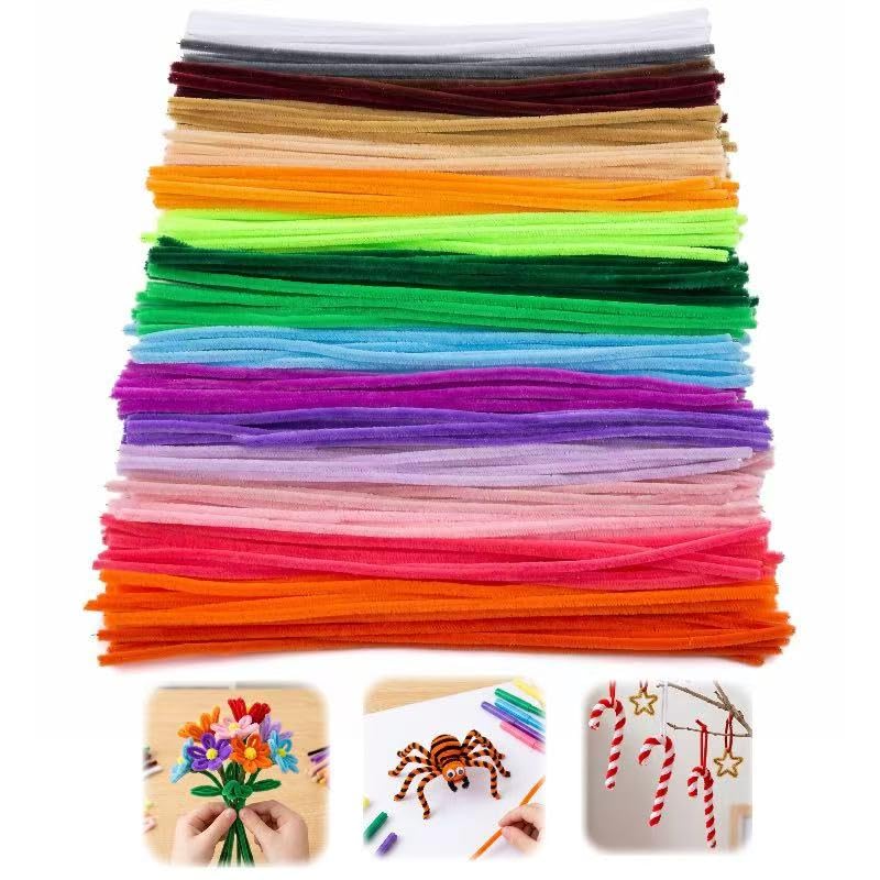 Maslasee 200 Coloured Pipe Cleaners for Crafts - 20 Assorted Colors, Chenille Stems, 15cm x 4mm, Fuzzy Craft Pipe Cleaners for DIY Projects, School Activities & Home Decor
