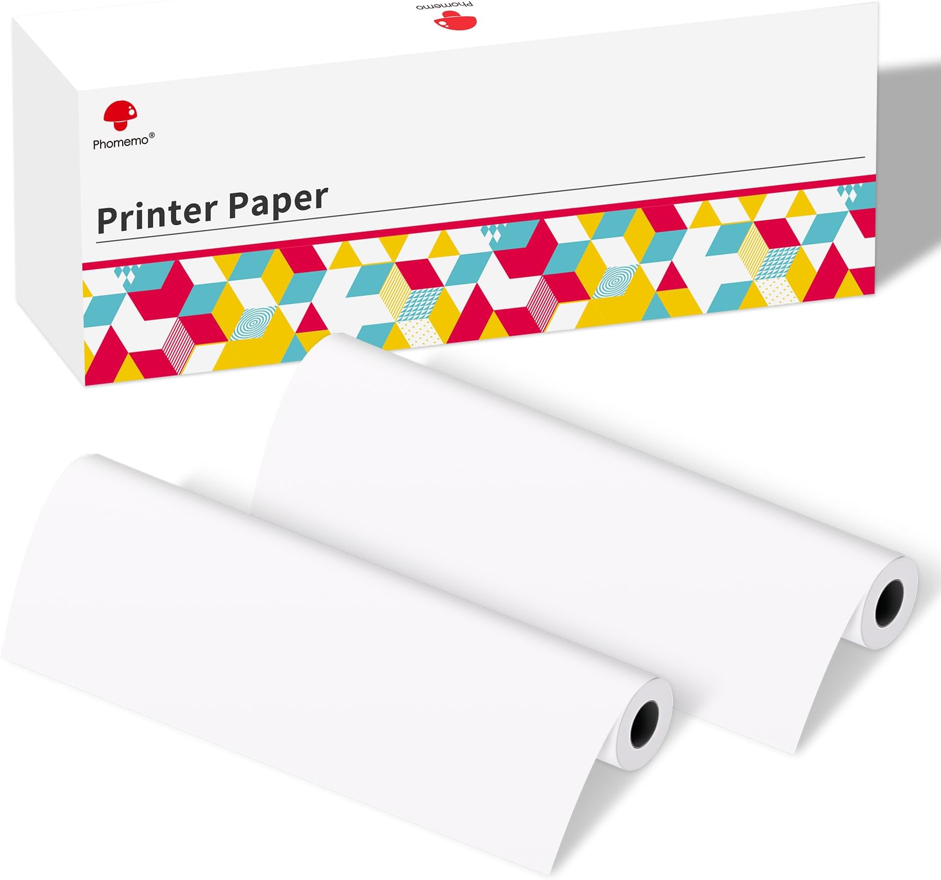2 Rolls Phomemo Thermal Paper A4 Size, Thermal Roll Paper Compatible with M832 M833 M834 M835 M836 A285M A282M A281M Portable Printer