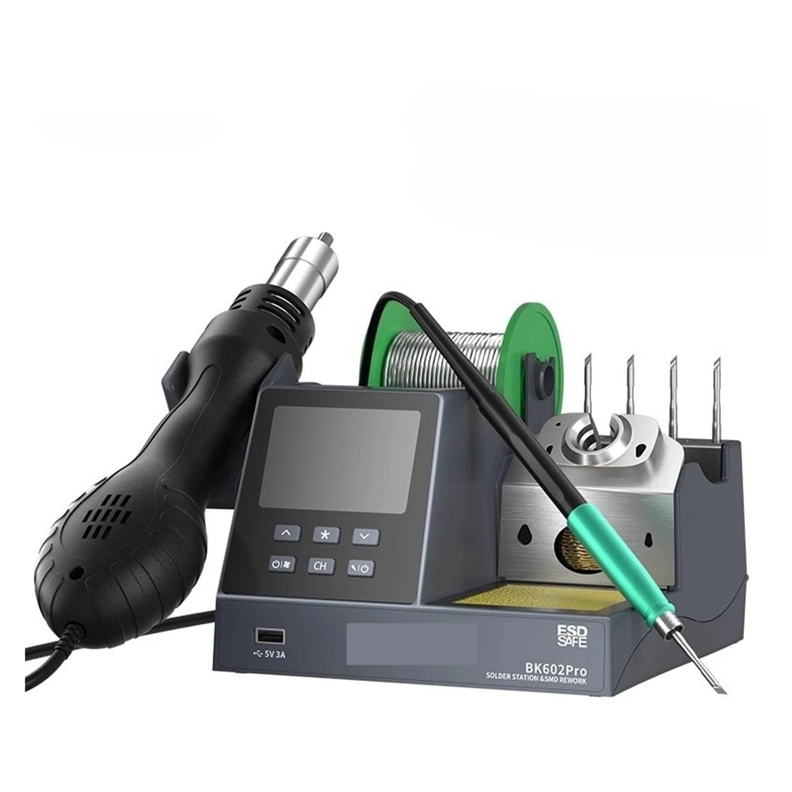 Stazione di saldatura BK602 PRO 2 in 1, rilavorazione precisione C115 e pistola termica, Resistente