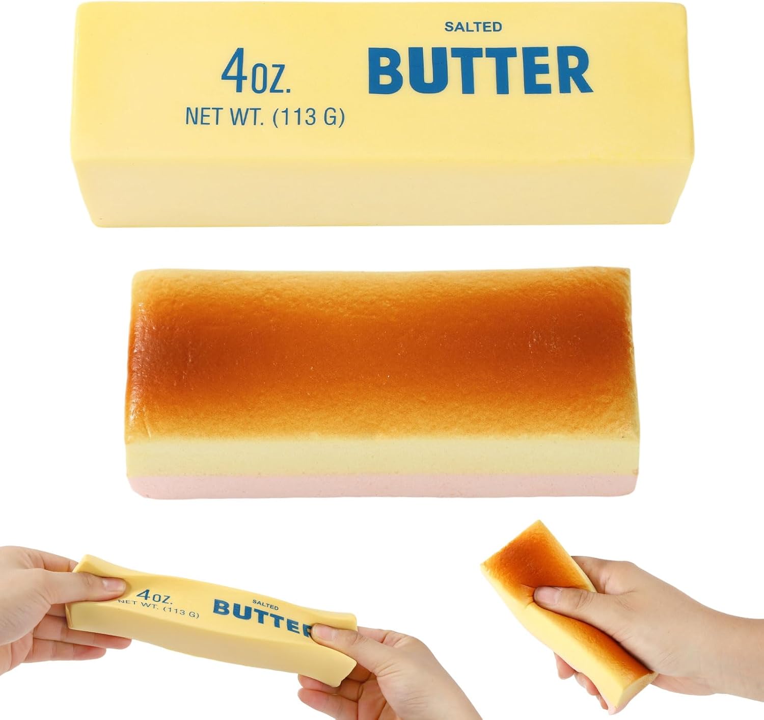 Squeeze Butter Toy, PU Funny Slow Rising Butter Stick & Cheese Squeeze Toy for Office School Home Anxiety Relieving and Decompression Imitation Gifts