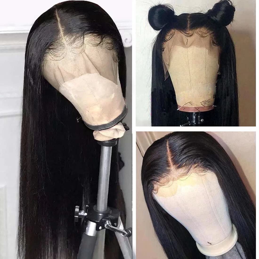 Pelucas Mujer Pelo Natural Humano 13x4 Hd Transparent Lace Front Human Hair Wig Straight Peluca Negra Larga for Black Women 20 Pulgadas (50 cm)