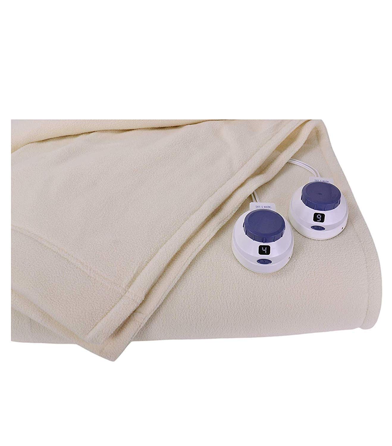 SoftHeat by Perfect Fit | Luxury Micro-Fleece Low-Voltage Electric Heated Blanket (Queen, Natural)