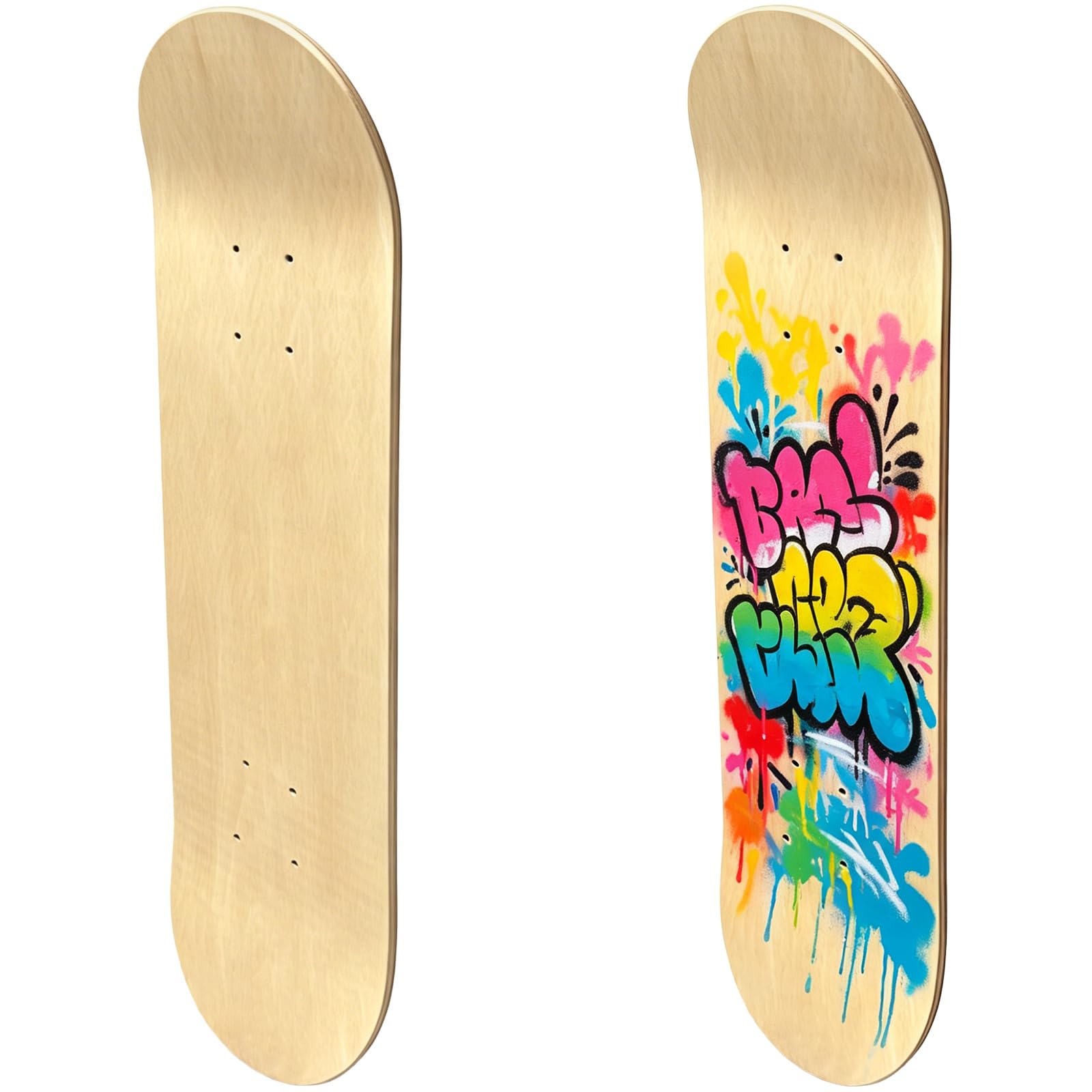 TIMCORR 2PCS Skateboard Decks 31 x 7.5 in, 7 Ply Maple Skateboard Deck Blank, Stained Wood Skate board Decks Plain for DIY Art, Replacement Blank Skate Board Deck for Adults Teenagers Beginners