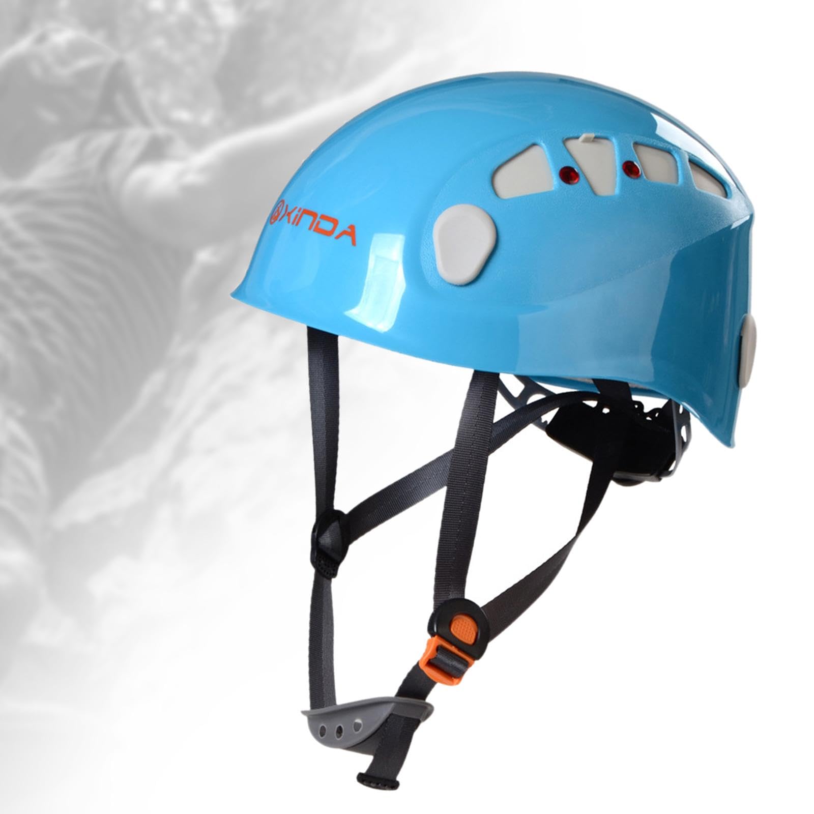 Almencla Casque d'escalade et de Spéléologie Respirant avec Mentonnière, Casque de Chantier pour Hommes et Femmes, Idéal pour L'alpinisme et Les Activi