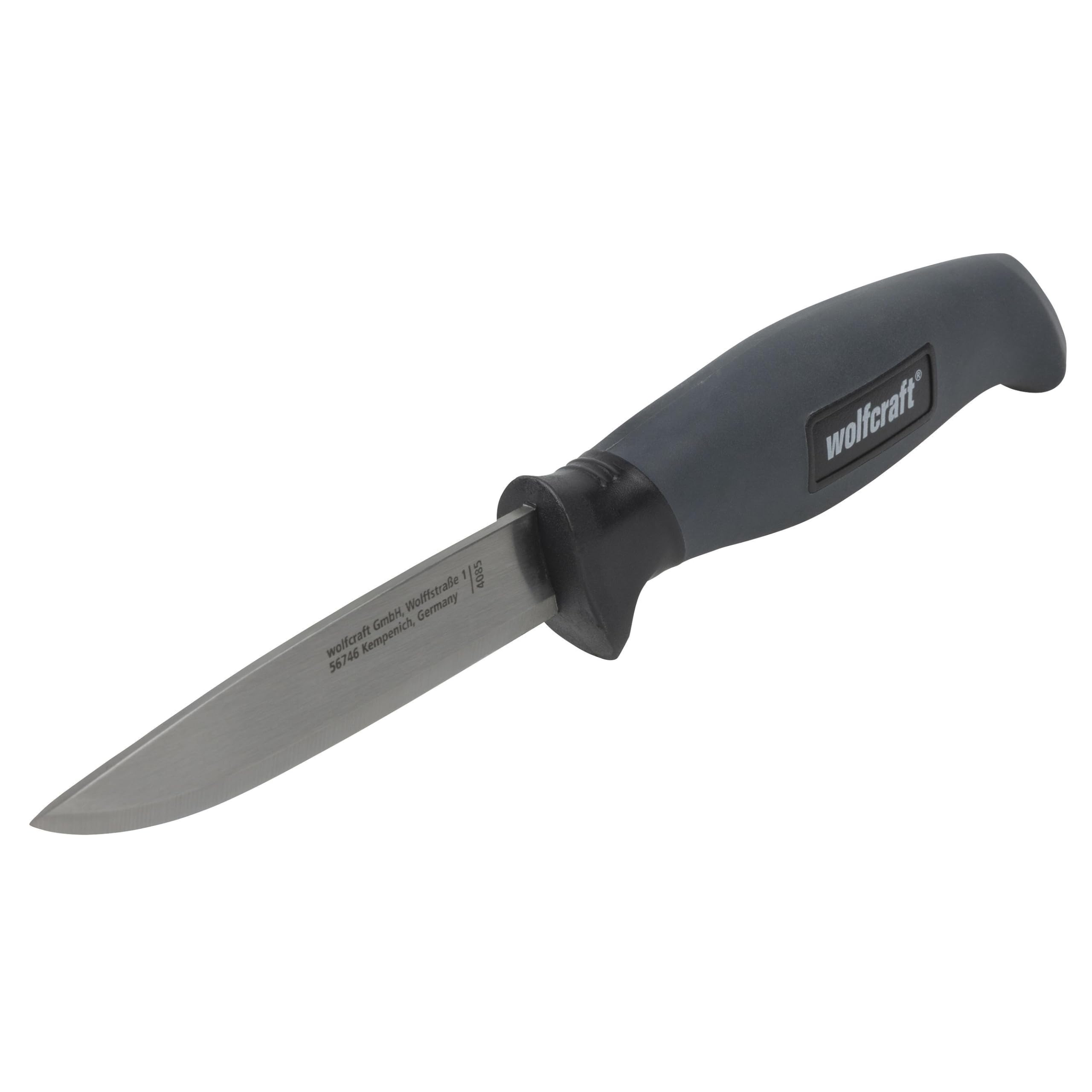 wolfcraft Nóż outdoorowy z pochwą I 4085000 I Nóż do hobby, rzemiosła i biwakowania