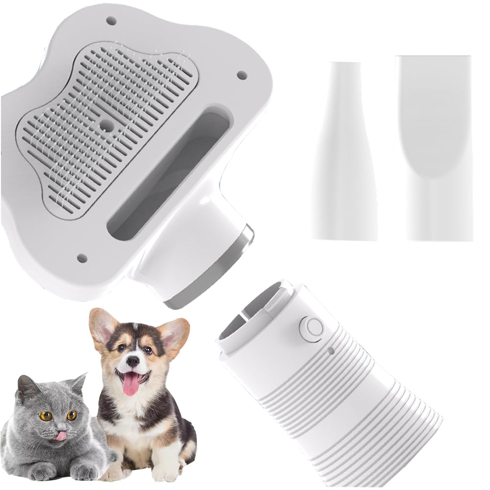 Dog Hair Dryer 3-in-1 Cat Blow Dryer with Slicker Brush 600W Pet Hair Dryer for Small and Medium-Sized