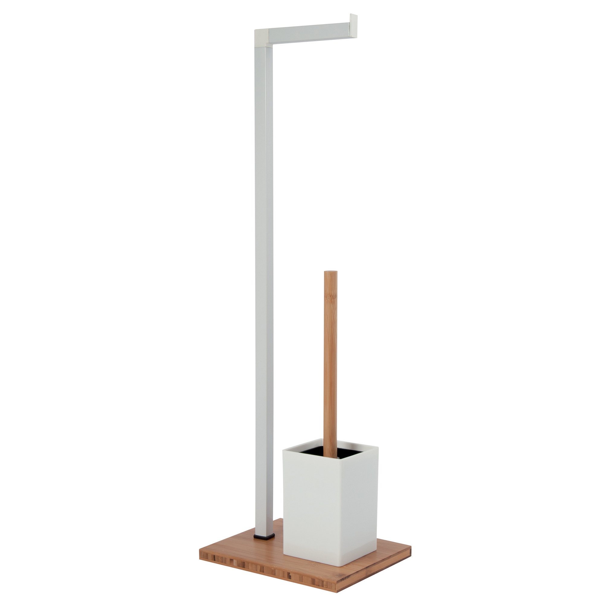 Toilettenpapierhalter Aus Holz Mit Ablage - Rustikaler Design, Gewaschen-weiß, Schwarze Metallstange, Einfach Zu Montieren