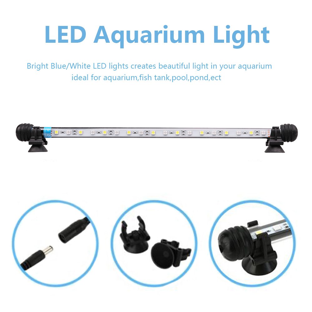 SolarNovo LED Aquarium Illuminazione Subacquea Top Copertura della Luce Impermeabile Lampada per Fish Tank (1.8 * 92cm, Bianco & Blu)