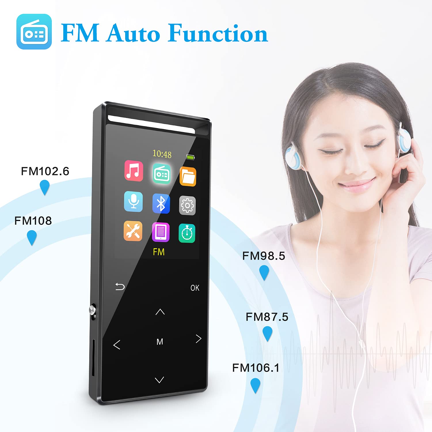 Safuciiv 128GB MP3 Player, Bluetooth 5.0, HiFi Lossless Music Player