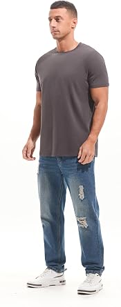 RONOMO Men's Solid Color Comfortable Ice Feeling T-Shirt