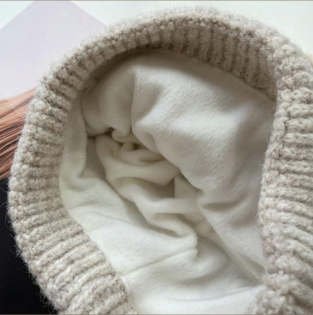 Crochet Y2K Beanie Knit Bear Ear Hat Furry Slouchy Beanies Cute Plush Fuzzy Winter Bucket Hats Knitted Animal Skull Cap - Image 3