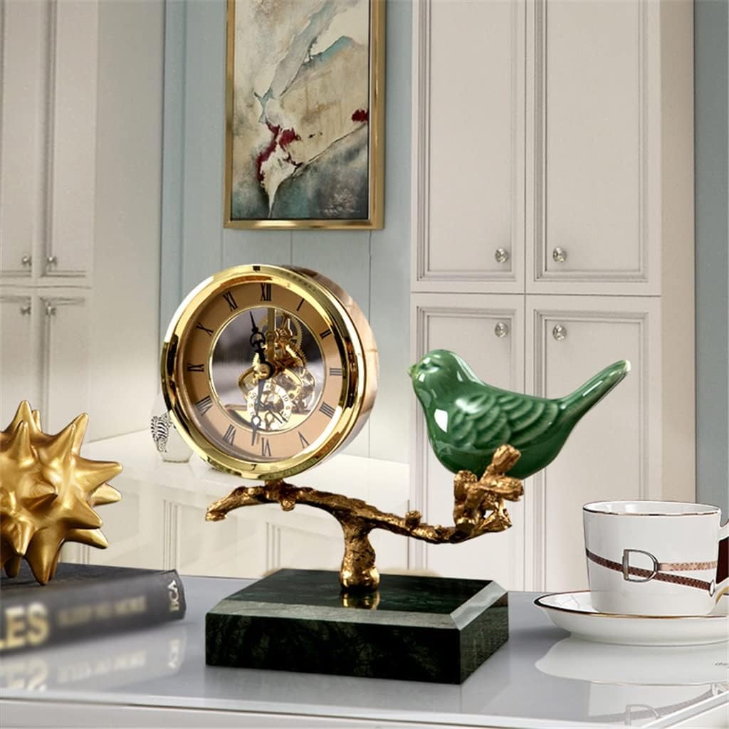 European Style Living Room Large Clock Clock Bedroom Desktop Desk Clock Orments Metal Seat Clock Decoration (Color : B) (A)