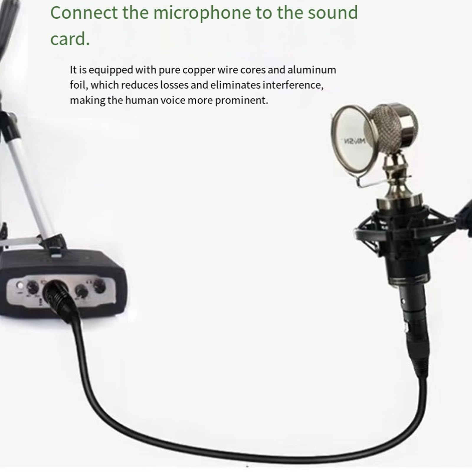 Cavo per microfono, 3 pin maschio a femmina, cavo schermato per attività di trasmissione in streaming in studio