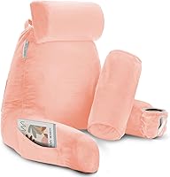 Vista 36 de Clara Clark - Almohada de lectura con espuma viscoelástica triturada, incluye 2 almohadas de soporte para el cuello y la zona lumbar, diseñada