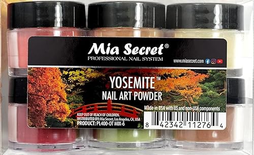 Mia Secret Acryli Powder Collection - Yosemite 6 piezas - Polvos acrílicos de inmersión - Colores de autootoño para uñas acrílicas - Kit de 6 polvos