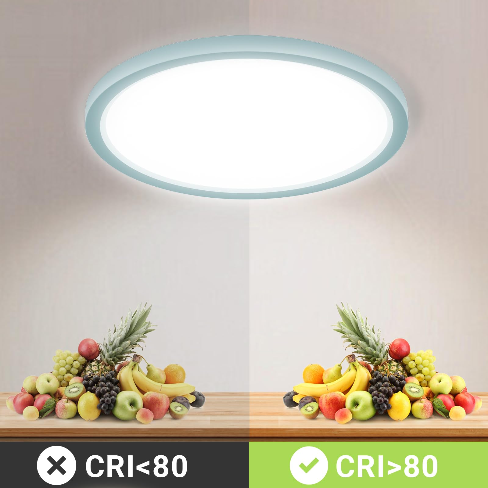 LQWELL® LED Plafoniera, 1.6CM Ultra-Sottile Rotonda Piatta IP44 Lampada da Bagno Impermeabile 18W 6500K 1700LM Moderna per Soggiorno Camera da Letto Cucina Balcone Seminterrato Ufficio, 220 * 16mm