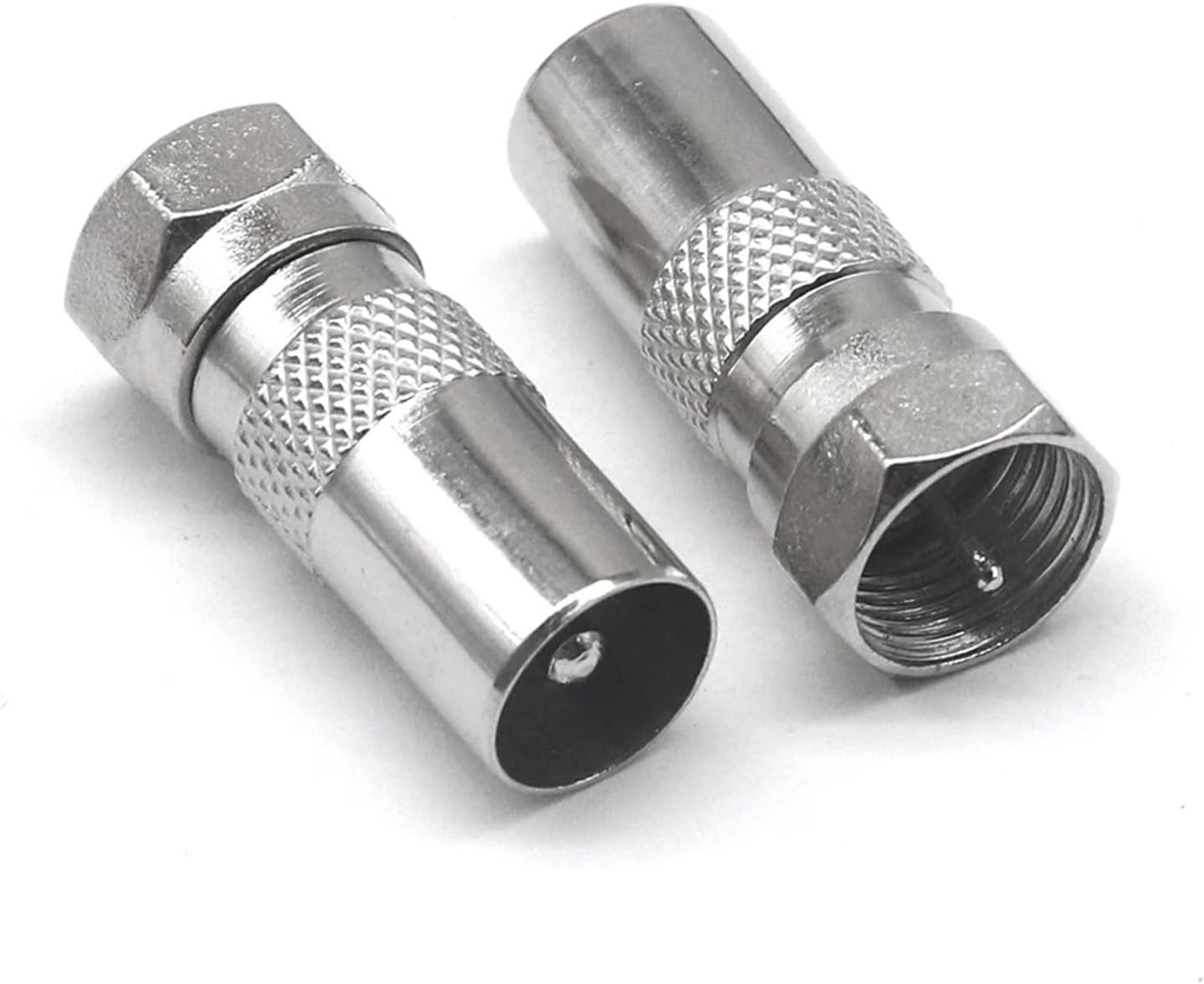2/5/10PCS Threaded Inch F to TV Male/Female Nickel-Plated Cable TV Set-Top Box F Rotating Antenna Female Connector(F-TV KJ,2pcs)