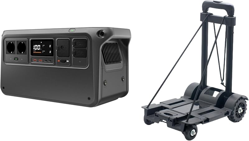 DJI Power 1000 V2 Portable Power Station 1024 Wh, 2600 W Power Station Solar with Sack Truck, Electric Generator for Camping/Home/Motorhomes (Power 1000v2 + Sack Truck)