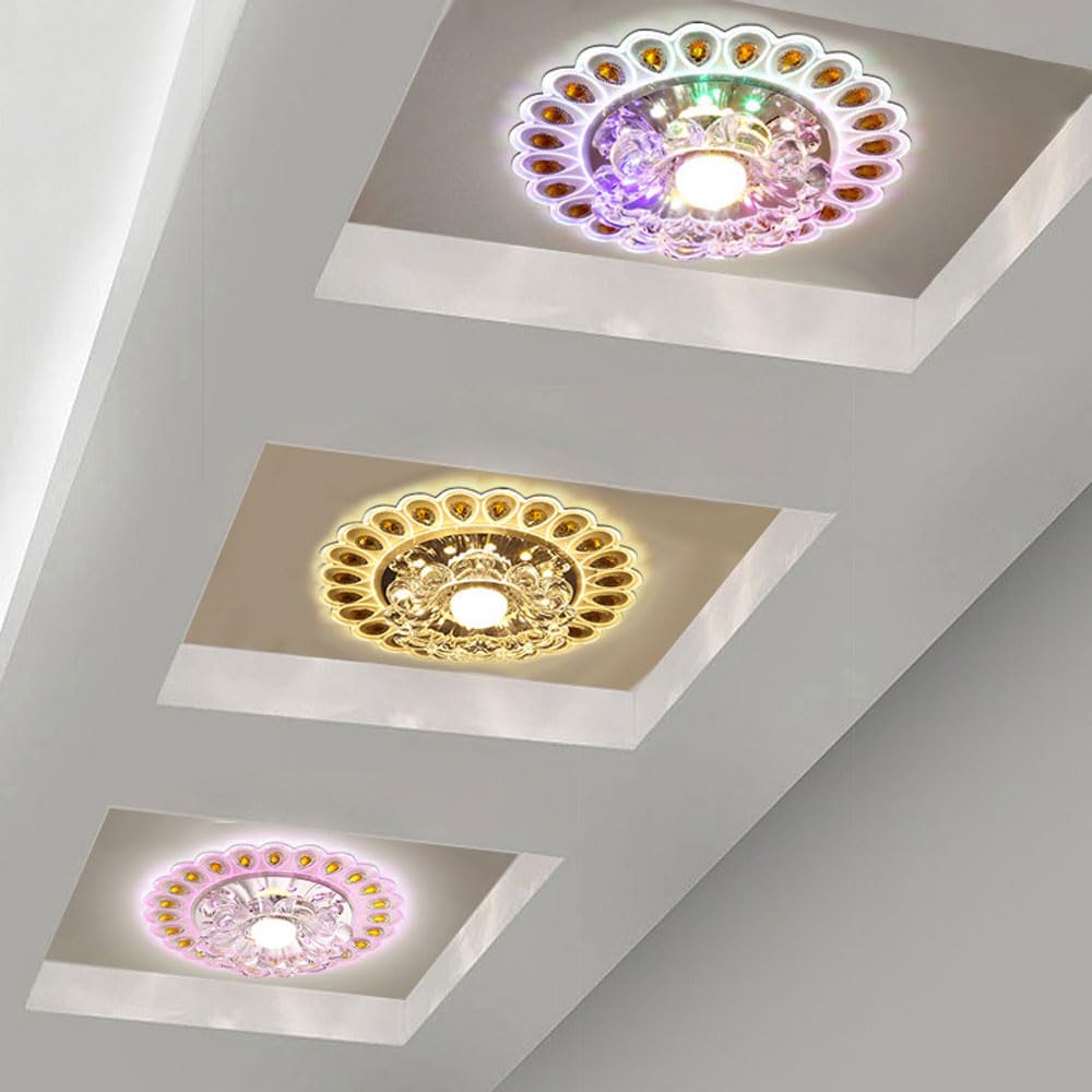 Paquete de 7 focos LED empotrables de Cristal Regulables para Techo, Ideales para Sala de Estar, Pasillo e iluminación Interior del hogar. Foco LED empotrable Moderno de 5 W c,