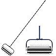 14ft Stainless Steel Lake Weed Roller, Beach Roller Lake Weed Remover, Rid Weeds Roots and Muck Buildup, 4 Aluminum Handles, 6 Preassembled Stainless Steel Blades, Super Easy Assembly, Blue.