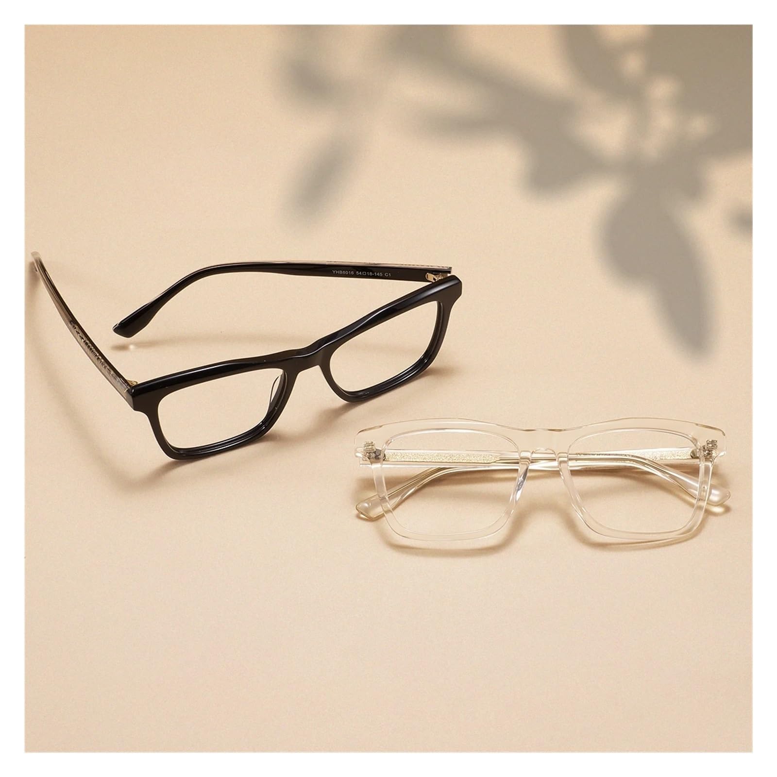 Rechteckige Brille aus Acetat, Vollrand, Nerd-Brille, große Lesebrille, Brillengestell for Damen und Herren(Grey)