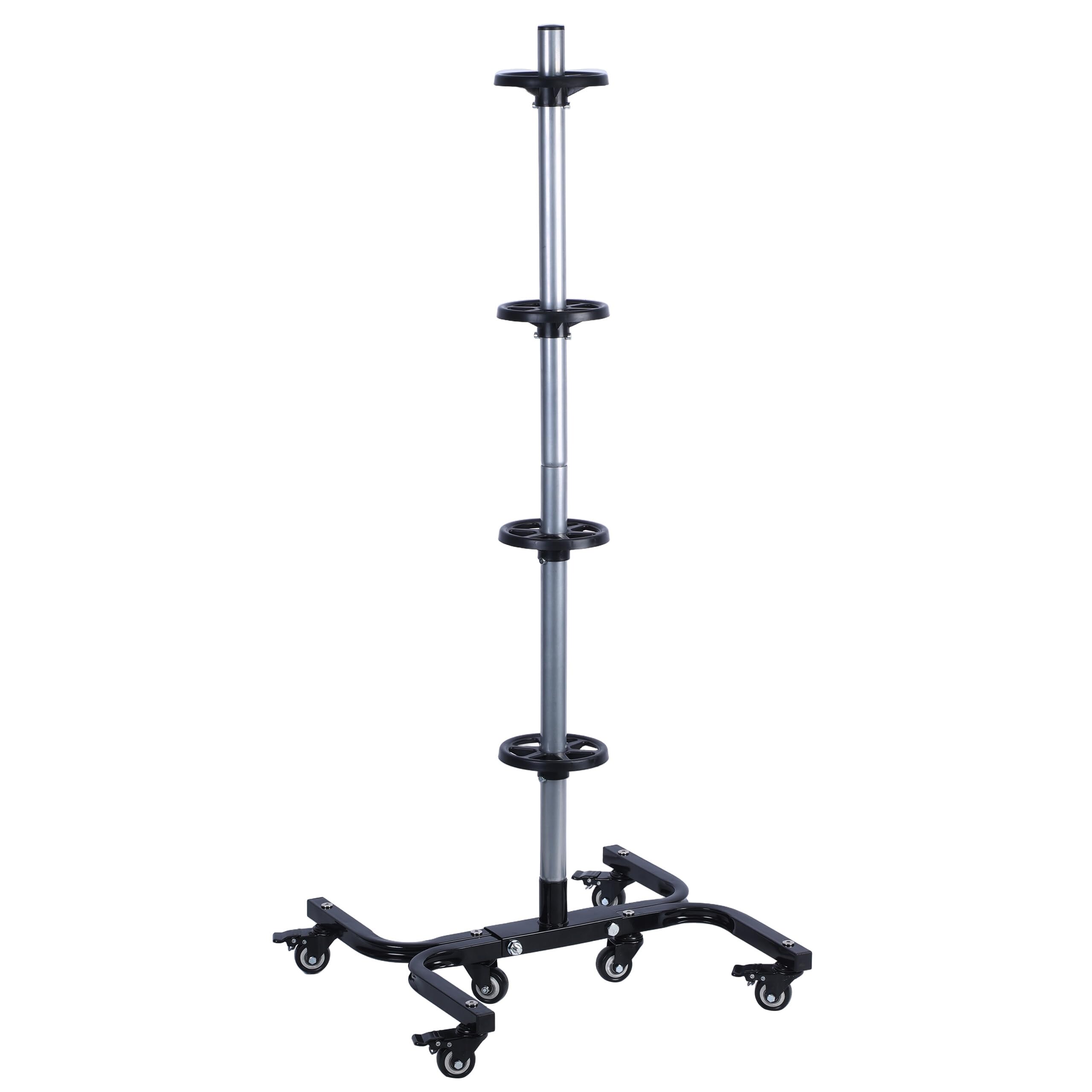 Relaxdays Support de pneus à roulettes pour 4 Jantes, Charge 150 kg, Acier Noir, 130×50×50 cm