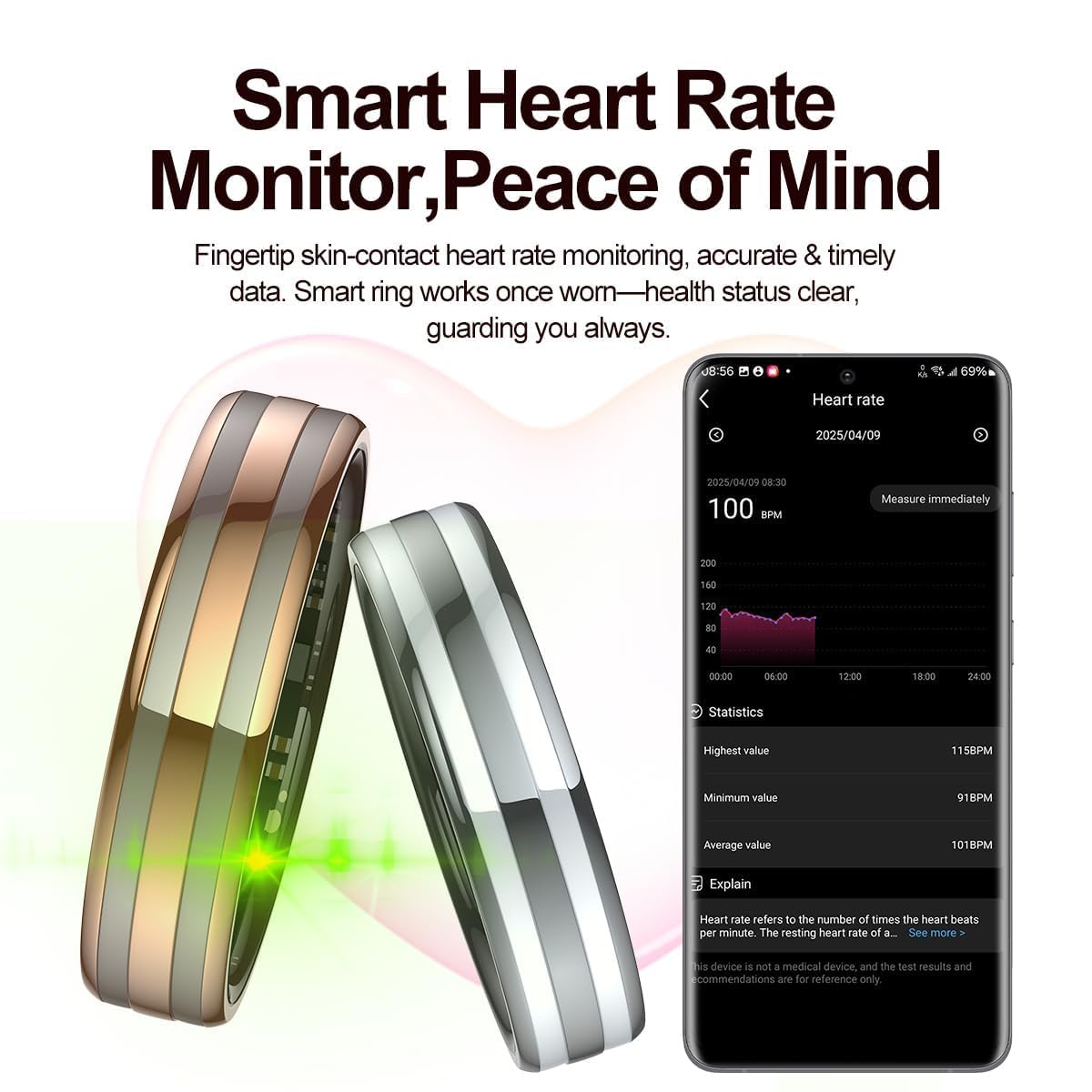 findtime Anello intelligente ultra stretto sottile fitness anelli cardiofrequenzimetro monitoraggio sonno ossigeno nel sangue salute tracker contapassi calorie contapassi impermeabile intelligente