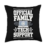 Official Family Tech Support Funny Graphic Throw Pillow