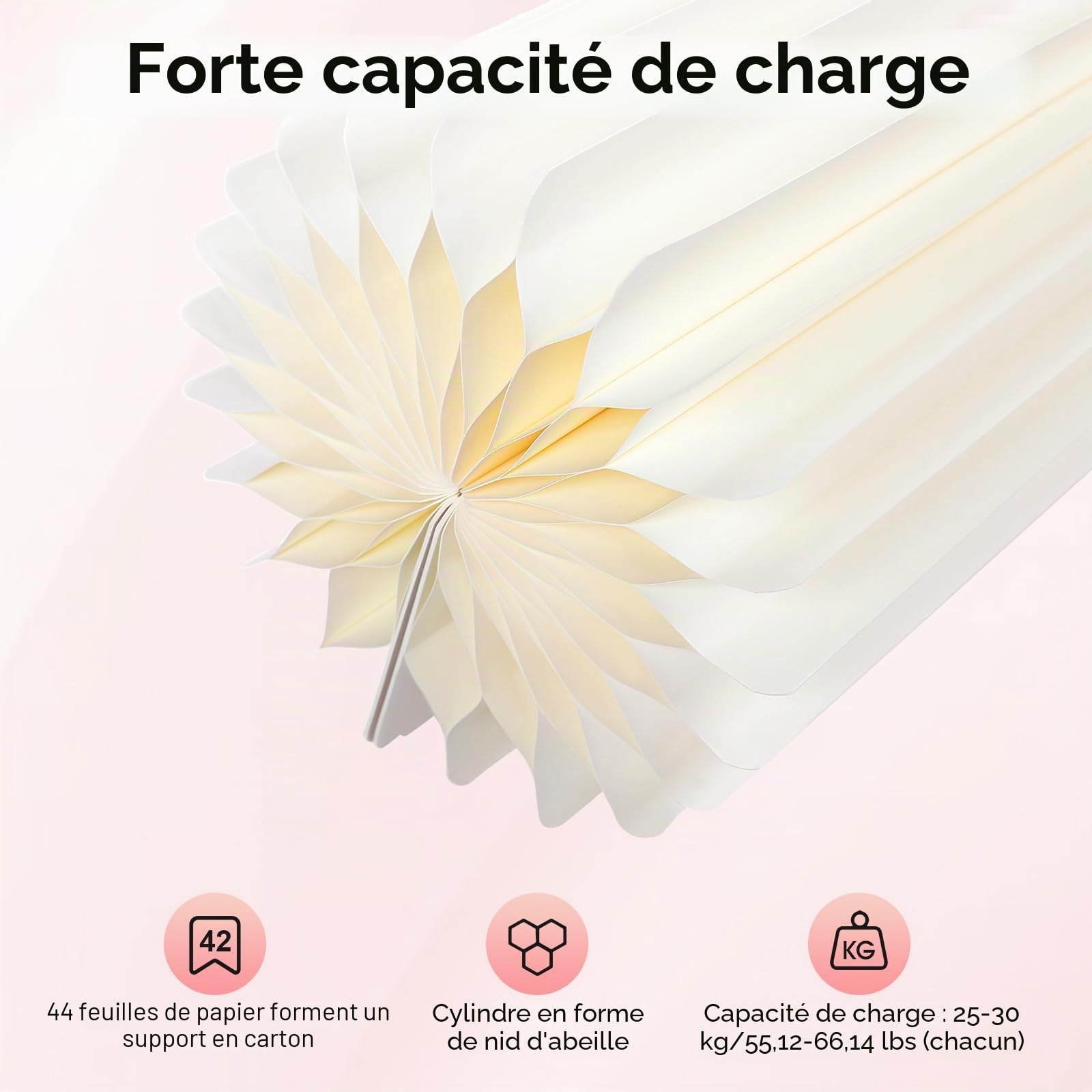 Ensemble de 4 colonnes décoratives avec plaque acrylique - Support pliable en papier pour gâteaux et buffet - Colonnes de présentation pour mariage, fête et table à dessert - 40/60/80/100