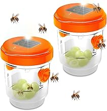 mizikuu Asian Hornet Trap, 2 Pieces Outdoor Hanging Solar Hornet Trap for Plastic Bottle for Garden Balcony Mosquito Trap, Fly, Gnat, Orange