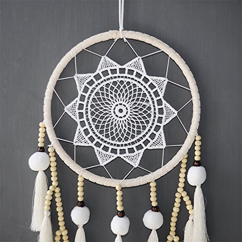 Artilady Macrame Dream Catchers for Bedroom - Boho Wall Hanging Handmade Woven Dream Catcher for Home Decor Ornament Craft Gift (Pom)
