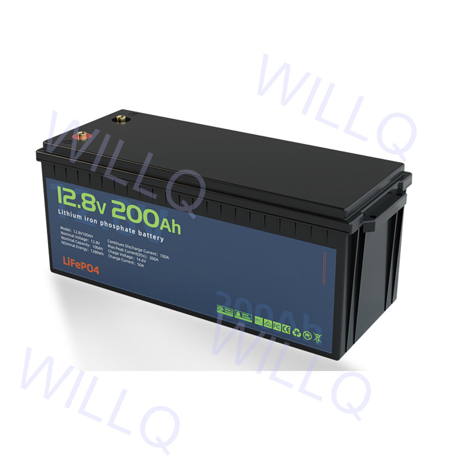 Batteria al Litio LiFePO4 12V 200Ah Integrata 200A BMS Alta Potenza 2000+ cicli Profondi Perfetta per Batteria di Backup 12,8V per Applicazioni off-Grid Camper Solare Marino