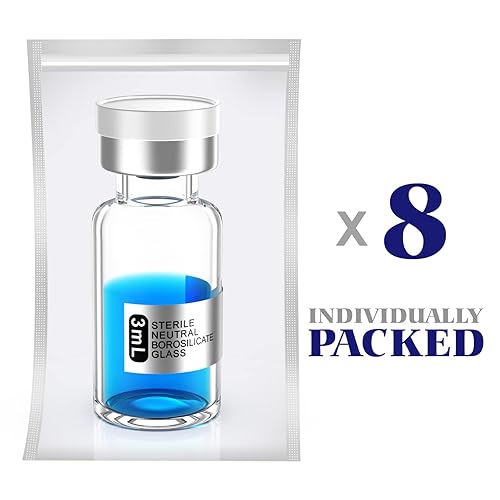 Miniatura 3 de Vial estéril vacío sellado con tapón de goma de butilo y cierre superior, tubo de vidrio de borosilicato tipo 1, empaquetado individualmente (0.1 fl