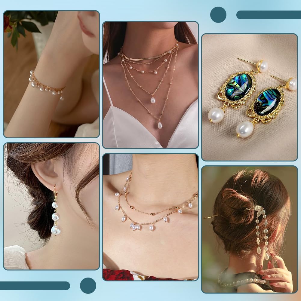 PH PandaHall 30pcs 3 Colors Natural Pearl Charms Freshwater Pearl Pendants, 20mm Pearls Dangle Charms with Golden Jump Rings for Earring Bracelet Necklace Jewelry Making - Image 5