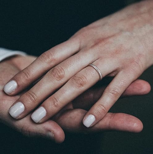 Miniatura 5 de TIGRADE Anillo de titanio con circonita cúbica de 2 mm. 0.07 pulgadas, de mujer, para boda, compromiso o aniversario, tamaño de anillo 3 - 13.5