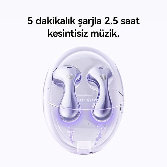 HUAWEI FreeBuds 6 Kablosuz Kulaklık – Konforlu ve Kulak Yapısına Uygun Tasarım, Çift Sürücülü Gerçek Ses Deneyimi, Açık Tasarımlı Aktif Gürültü Engelleme, 36 Saat Pil Ömrü, IP54 Suya Dayanıklılık, Mor