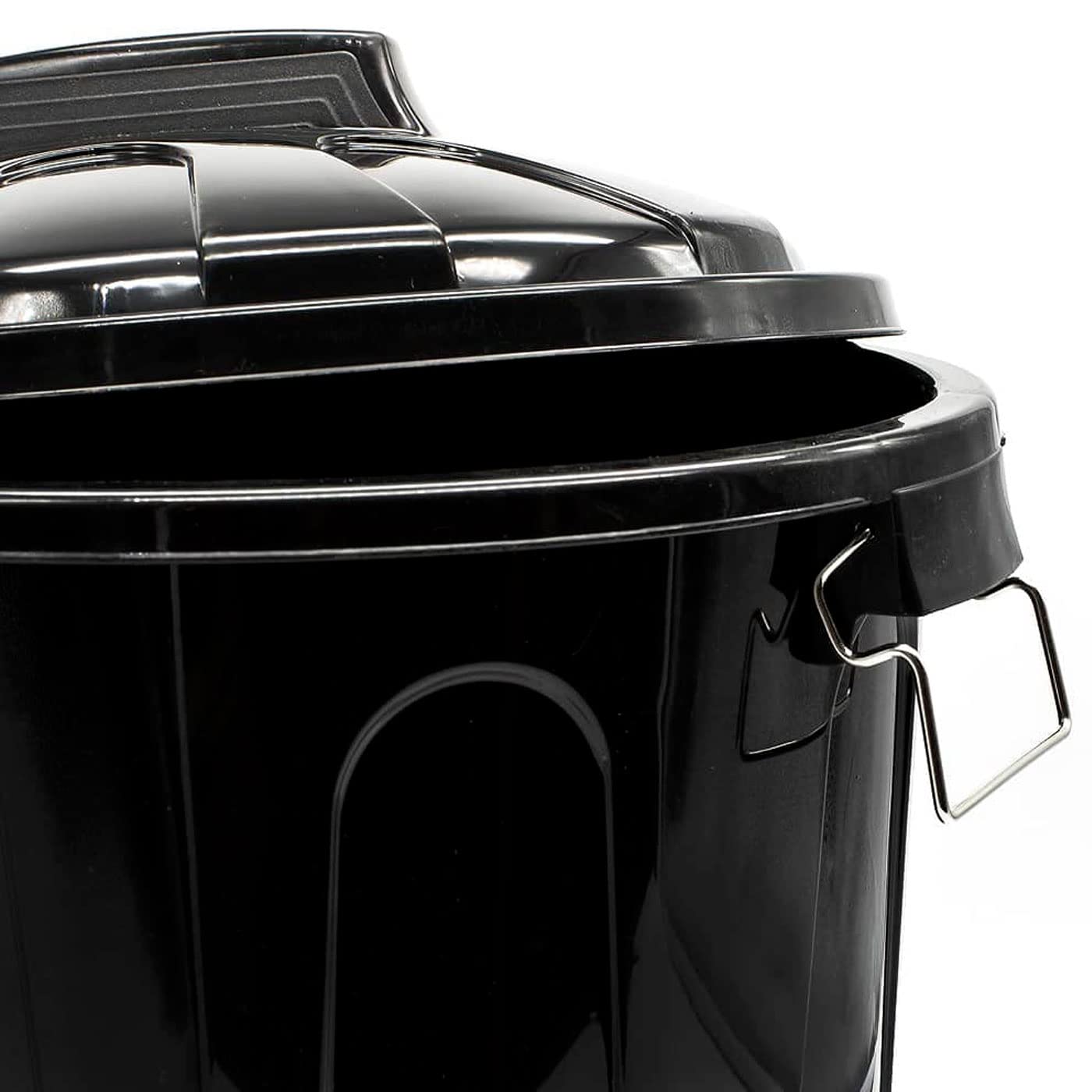 Acan Tradineur - Poubelle avec couvercle et poignées métalliques, conteneur de déchets en plastique, poubelle, recyclage, industriel, fabriqué en Espagne (Noir, 51 litres)
