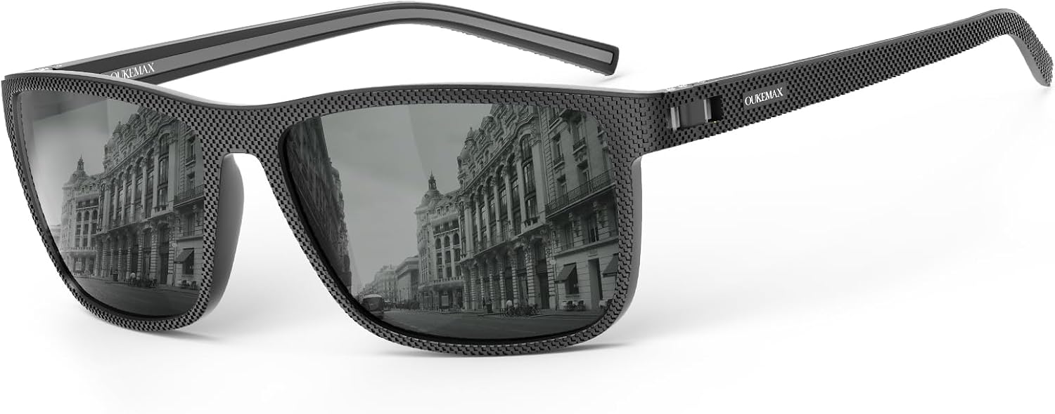 Polarized Sunglasses for Men, Classic Square Fashion Shades, UV400 Protection & Anti-Glare, Lightweight Frame