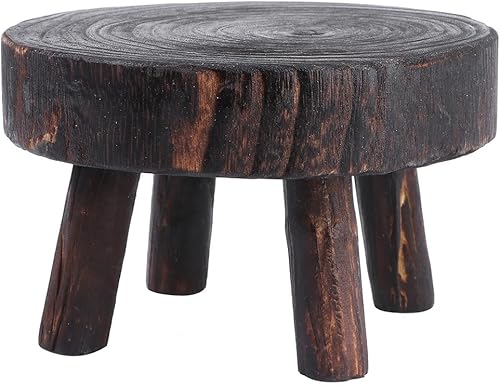 GANAZONO Soporte de flores de madera maciza, estante vintage para plantas de estilo rústico para uso en interiores y exteriores, 6.69 x 6.69 x 3.54