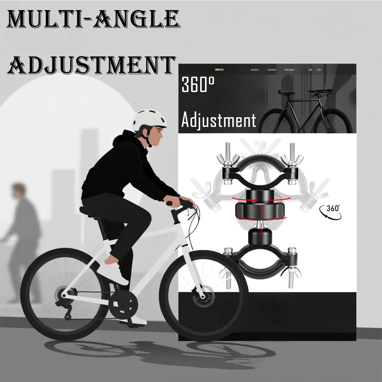 Starker Aluminium Fahrradhalter, 360° Rotierbar, Passt zu Großen Taschenlampen & U-Schlössern. Befestigt Große Lampen und Schlösser Sicher, Starksichtig Konzipiert für Zuverlässige Nutzung