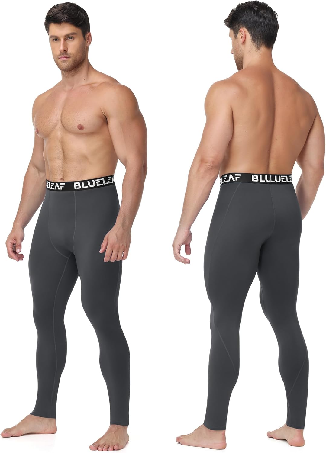 Blueleaf Men's Thermal Compression Pants Fleece Lined Athletic Tights Leggings Sports Base Layer Bottoms Cold Weather Gear - Image 2