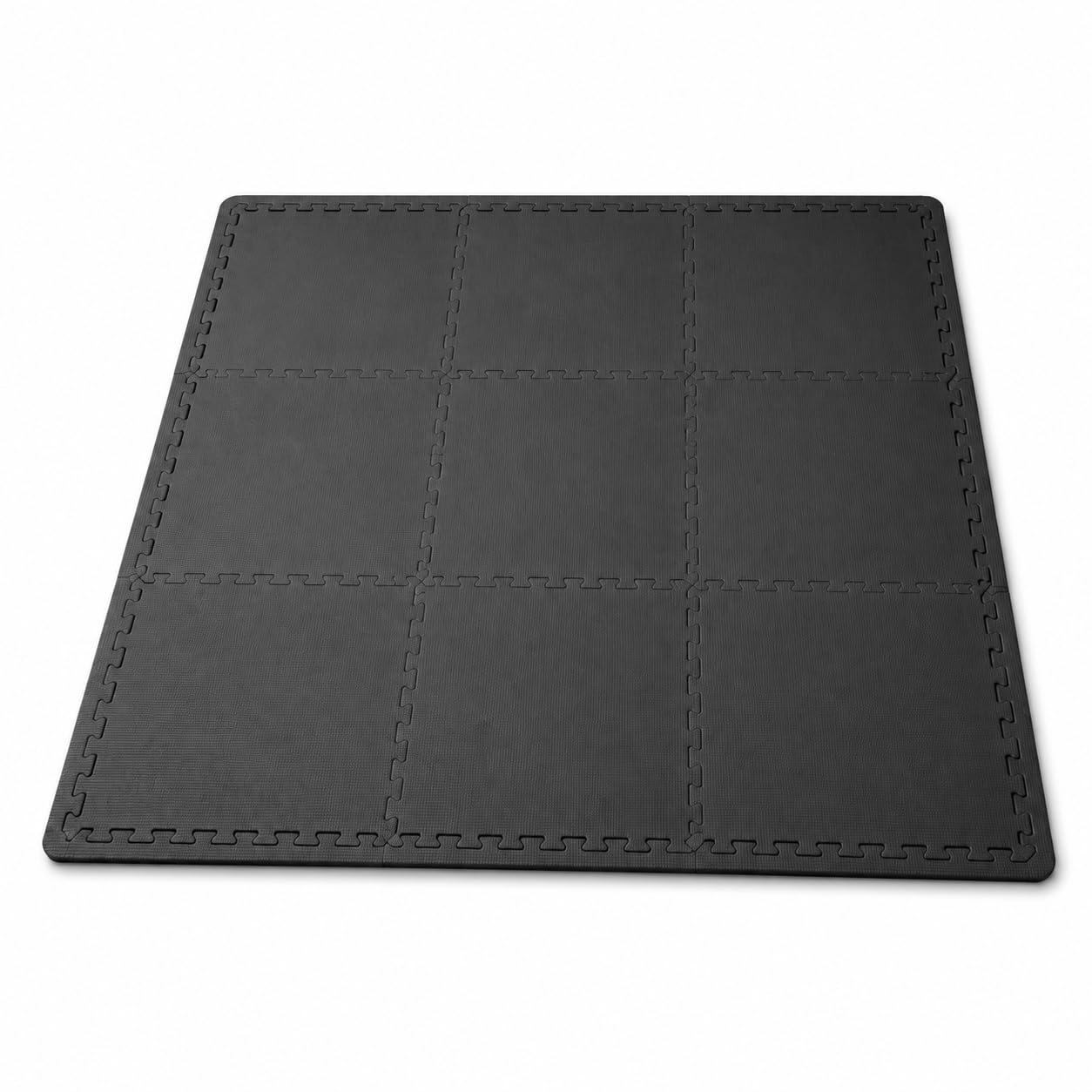 Interlocking EVA Foam Floor Mats 30x30cm, Extra Thick Soft Puzzle Tiles for Yoga, Gym, Kids Play Area, Home Workout, Exercise, Non Slip Protective Matting (Black, 9Mats with Border)