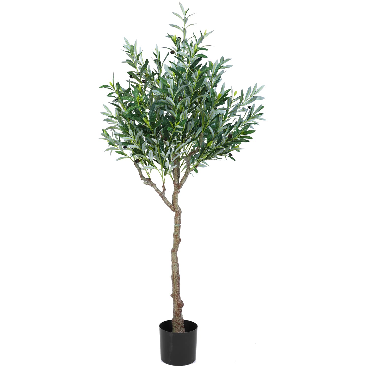 Meneco Potted Artificial Plant Plant – 5ft Tall Fake Plant Large Faux Plant Indoor Home Decor Fake Floor Plant in Pot (60”, Olive)