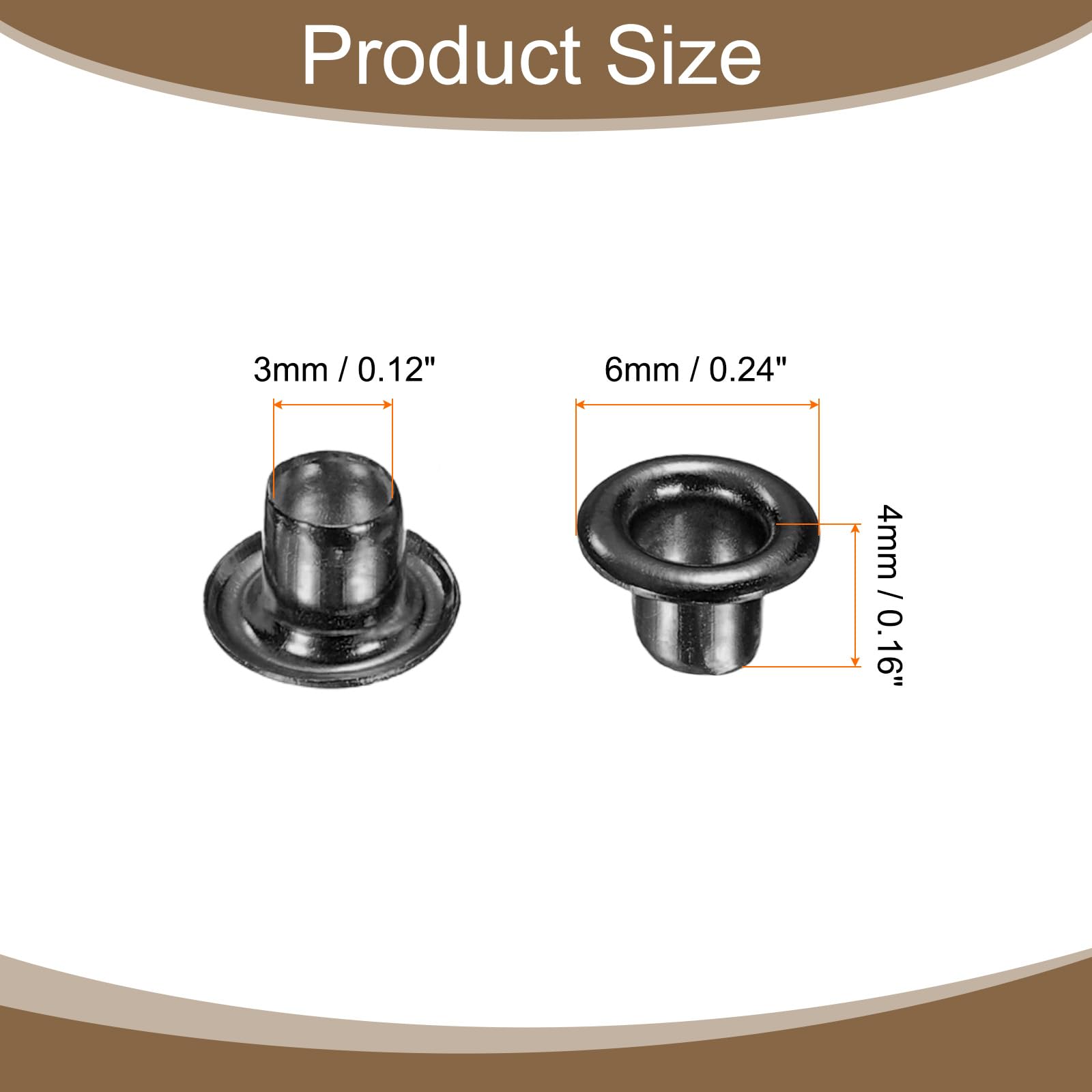 QUARKZMAN 50Set Occhielli per Teloni 3mm 1/8" Occhiello Strumento Metallici in Ottone con Rondelle per Tende in Tessuti Cinture in Pelle Scarpe Borse Fai Da Te, Nero