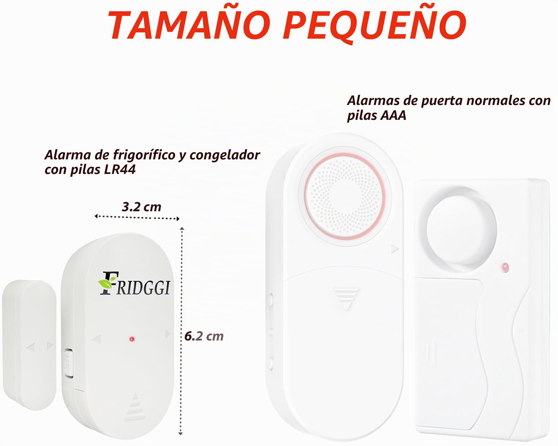 Alarma de Puerta de congelador con retardo de 60 Segundos, recordatorios de 2, 3 y 4 Minutos, Alarma o Timbre para Puerta de refrigerador y Nevera, bajo/Alto 80 a 110 dB (Blanco)