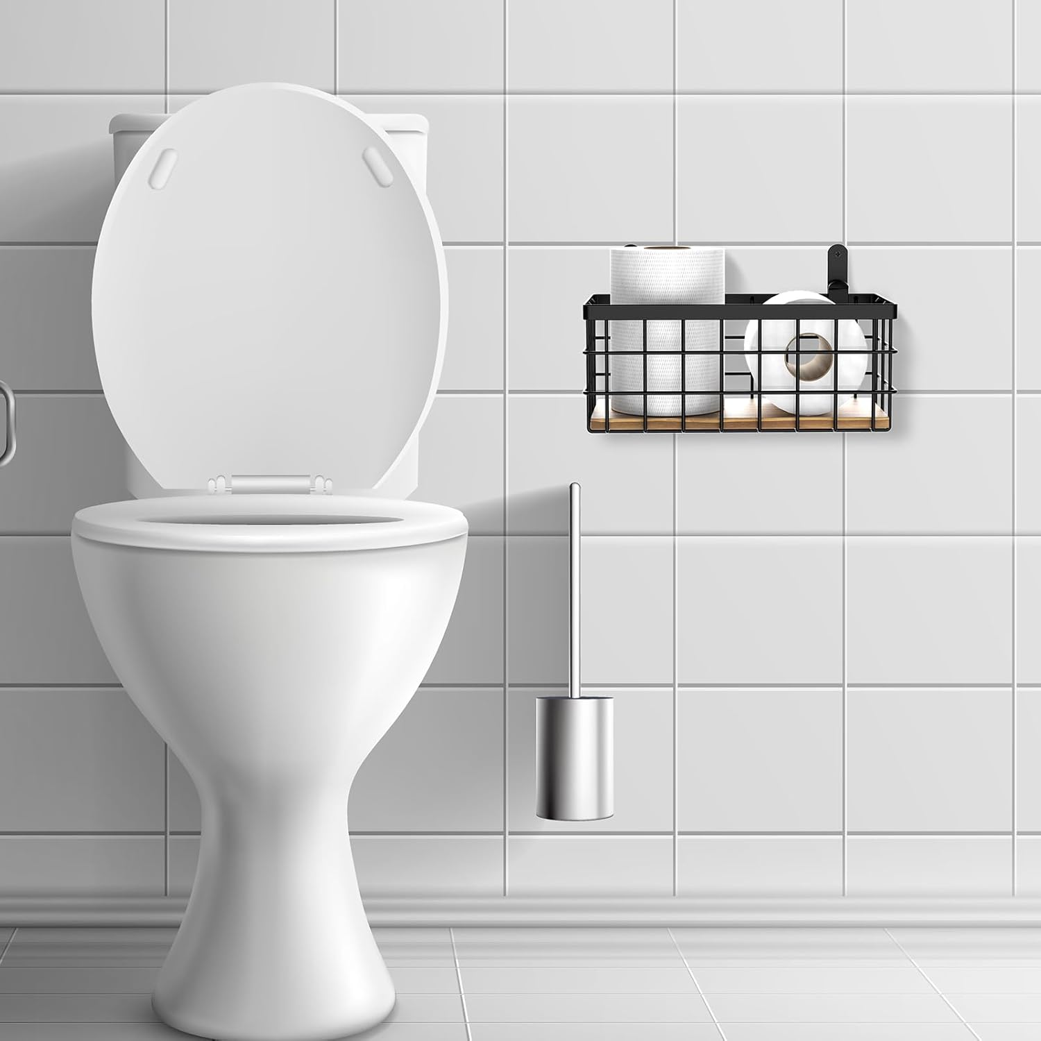 Wire Storage Baskets Household Metal Wall-Mounted Containers Organizer Bins for Kitchen Bathroom, Countertop Storage Basket, Wardrobe Organizers, Pantry Laundry Room Cabinets Garage Shelf (2 Pack)